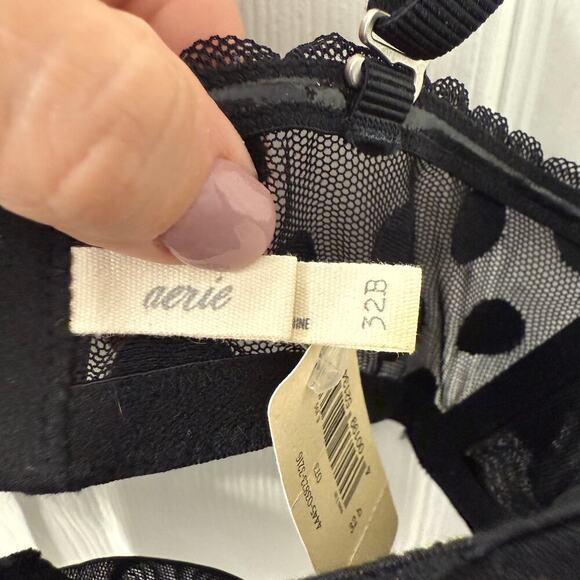 Aerie Intimates & Sleepwear Polka Dot Mesh Lace Removable Straps 32B NWT - Picture 3 of 5